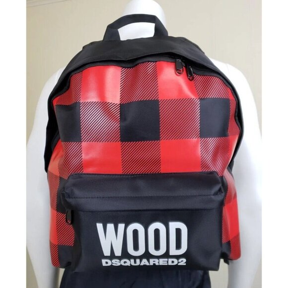 DSQUARED2 Other - Dsquared2 Wood Backpack Red Buffalo Plaid Lightweight Gym Bag Unisex Rucksack